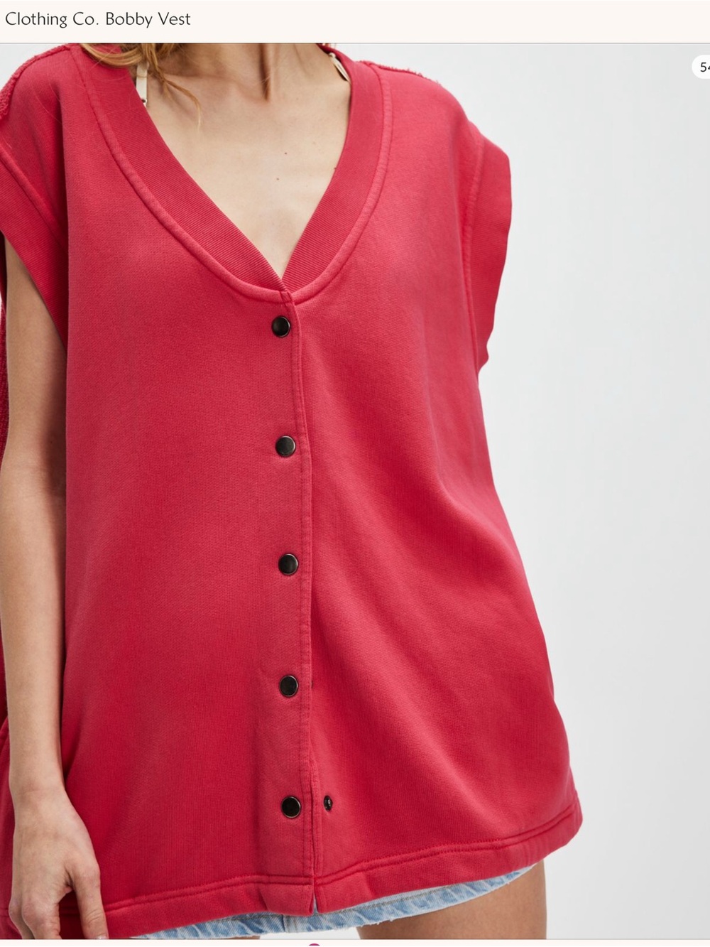 Free People Bobby Vest in Red/Rouge Button-Front vest